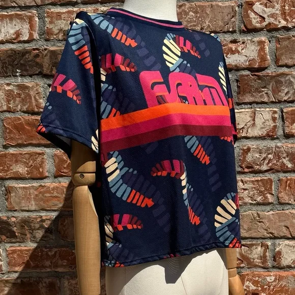 SOLD ELSEWHERE FARM Rio Anthropologie colorful athletic crop top / S - Picture 3 of 12